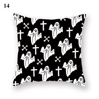 Halloween Series  Peach Skin Pillowcase Black White Skull