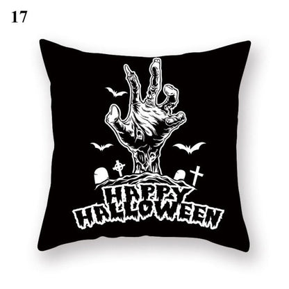 Halloween Series  Peach Skin Pillowcase Black White Skull