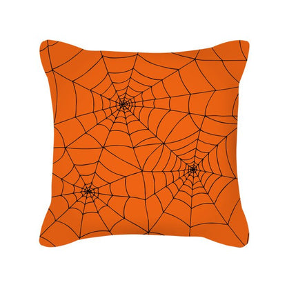 Halloween Pillow Case Orange and Black Scary