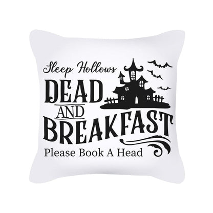 Halloween Pillow Case Orange and Black Scary