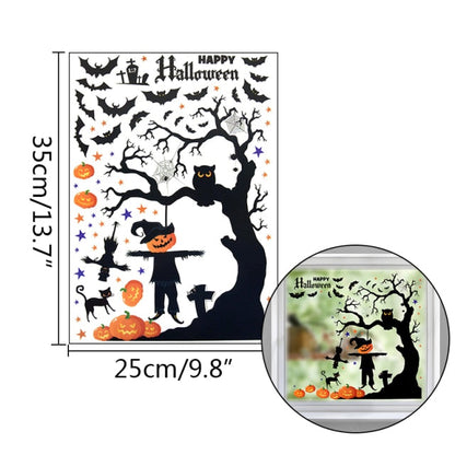 Cartoon Pumpkin Bat Halloween Wall Stickers