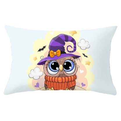 Colorful Pumpkin Funny Owl Printed Lumbar