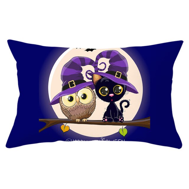 Colorful Pumpkin Funny Owl Printed Lumbar