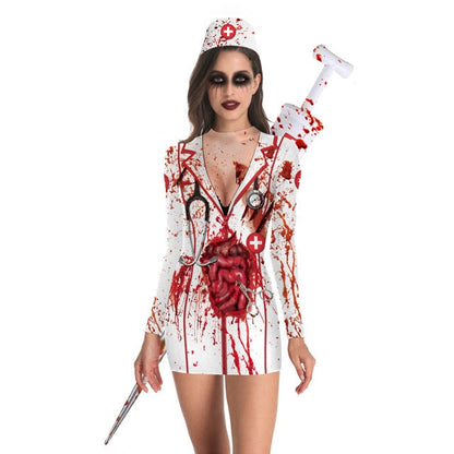 Women Vintage Skeleton Rose Print Dress