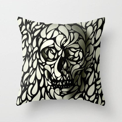Skull Printed Linen Pillowcase For Halloween
