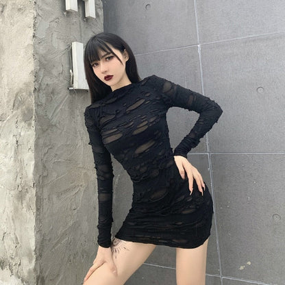 Helisopus New Gothic Black Mini Dress