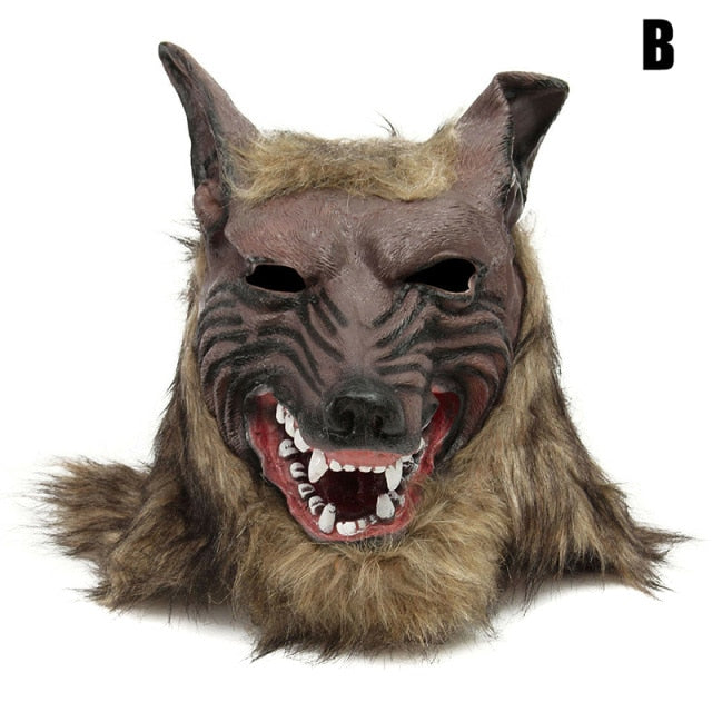 Halloween Latex Rubber Wolf Head Hair Mask