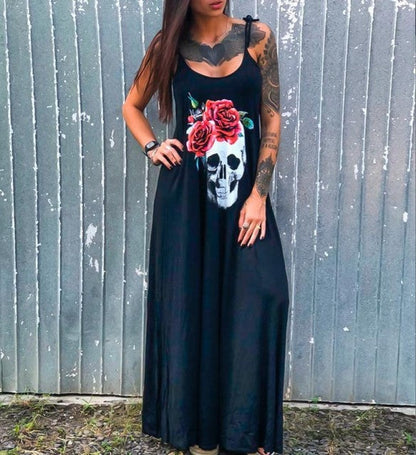Summer Dresses Women Punk Style Loose Halter Neck