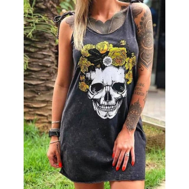 Summer Dresses Women Punk Style Loose Halter Neck