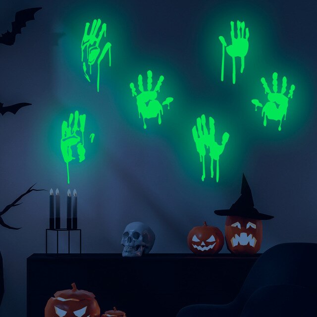 Luminous Hand And Footprint Wall Stickers For Halloween
