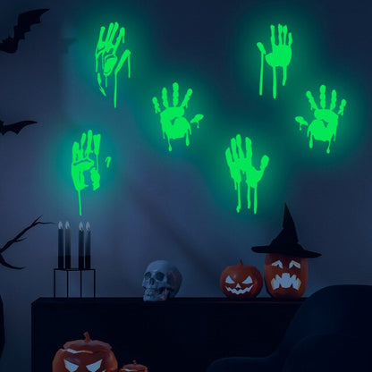 Luminous Hand And Footprint Wall Stickers For Halloween