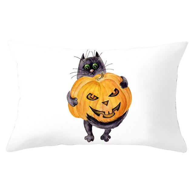 Decorative Halloween Pumpkin Wreath Cushion Cover