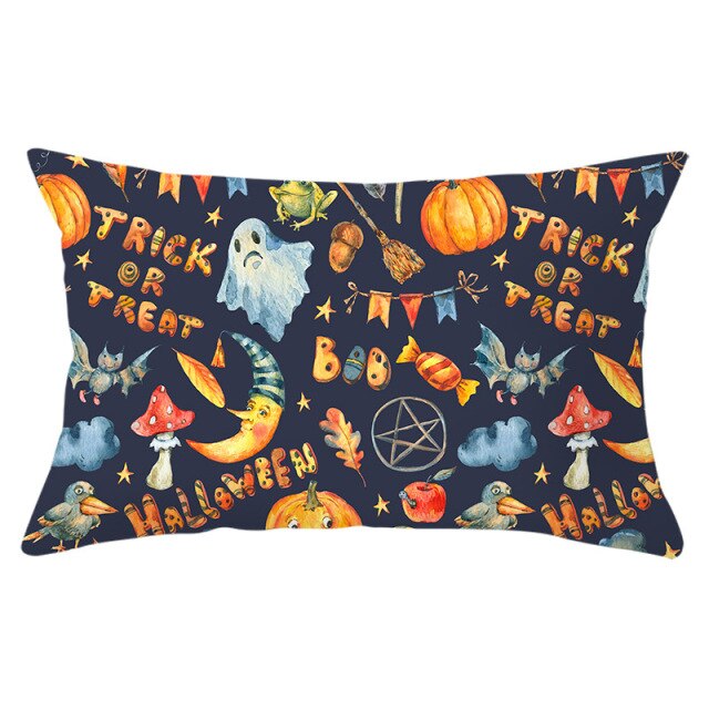 Decorative Halloween Pumpkin Wreath Cushion Cover