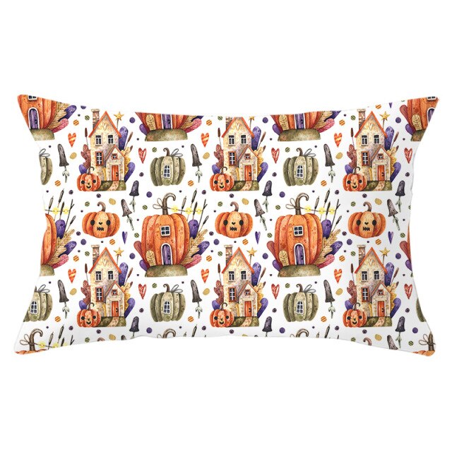 Decorative Halloween Pumpkin Wreath Cushion Cover