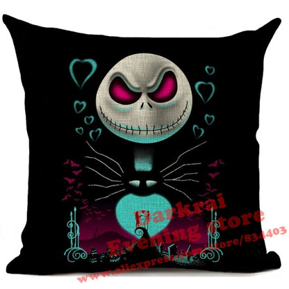 Skull Jack Cartoon Printed Cushion Cover