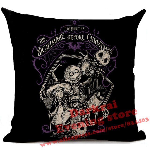 Skull Jack Cartoon Printed Cushion Cover