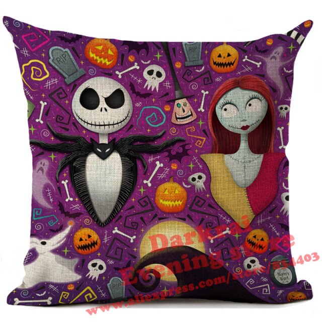Skull Jack Cartoon Printed Cushion Cover