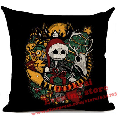 Skull Jack Cartoon Printed Cushion Cover