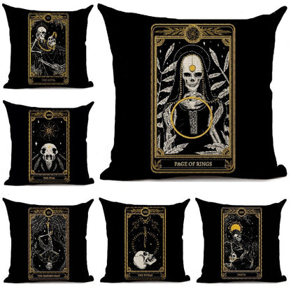 Witchcraft Tarot Style Cushion Cover Horror Pattern