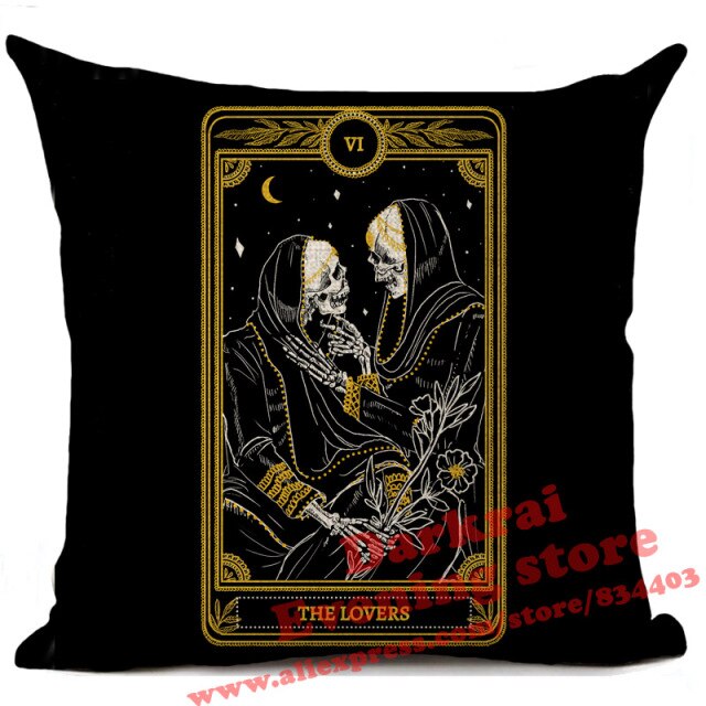 Witchcraft Tarot Style Cushion Cover Horror Pattern