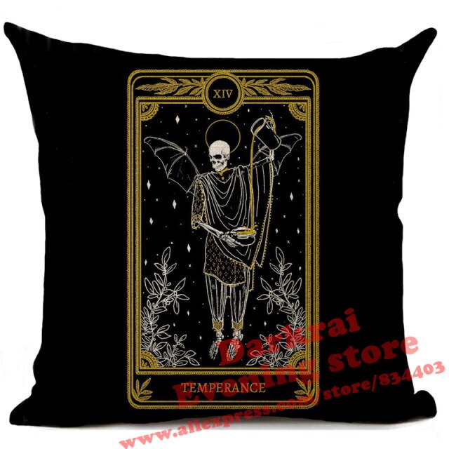 Witchcraft Tarot Style Cushion Cover Horror Pattern