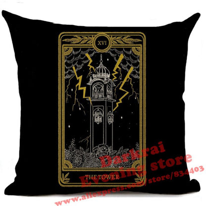 Witchcraft Tarot Style Cushion Cover Horror Pattern