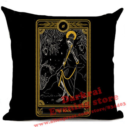 Witchcraft Tarot Style Cushion Cover Horror Pattern