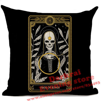 Witchcraft Tarot Style Cushion Cover Horror Pattern