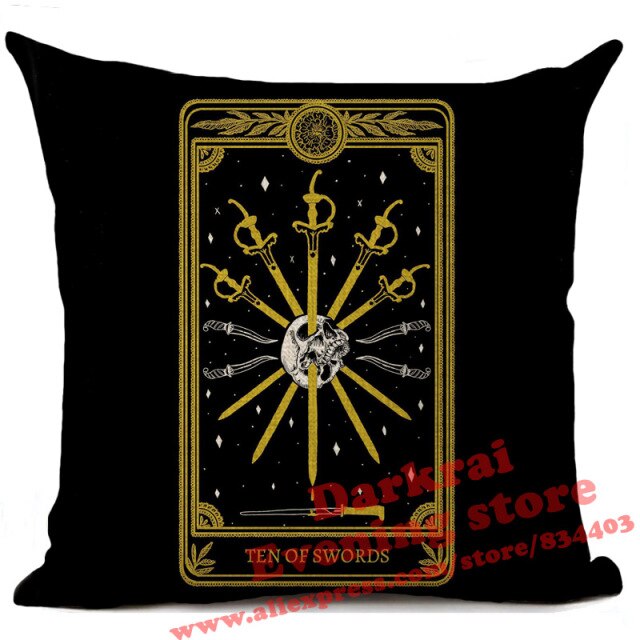Witchcraft Tarot Style Cushion Cover Horror Pattern