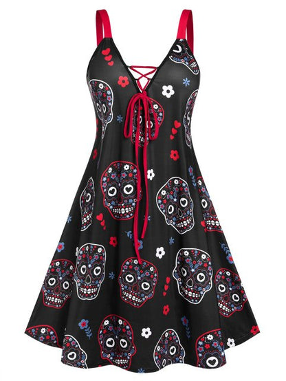 Lace Up Sleeveless Gothic Dress For Halloween