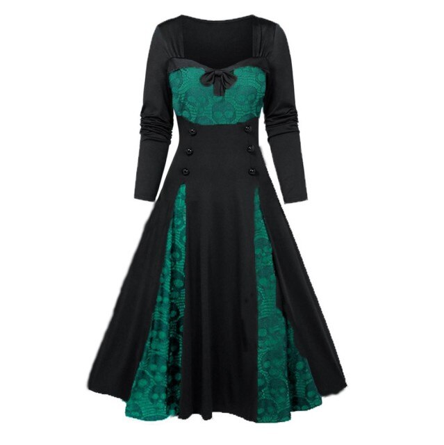 Gothic Skull Lace Vintage Halloween Dress