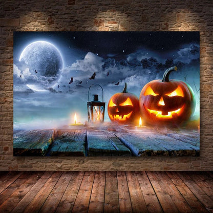 Pumpkin Halloween Canvas Painting Modern Festival Art