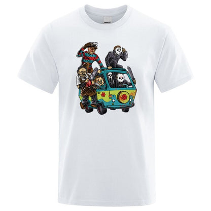 Horror Movie Theme Park Jason Clown Saw  T-Shirt