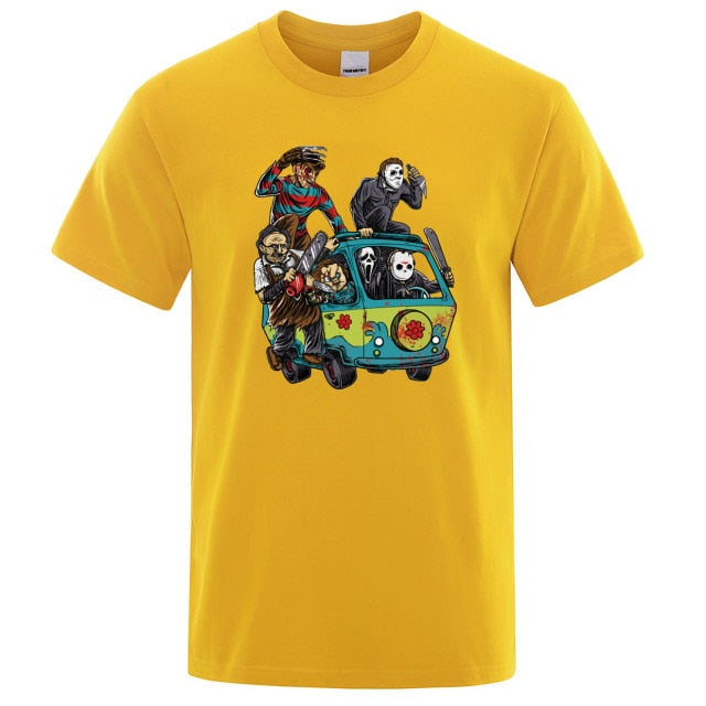 Horror Movie Theme Park Jason Clown Saw  T-Shirt