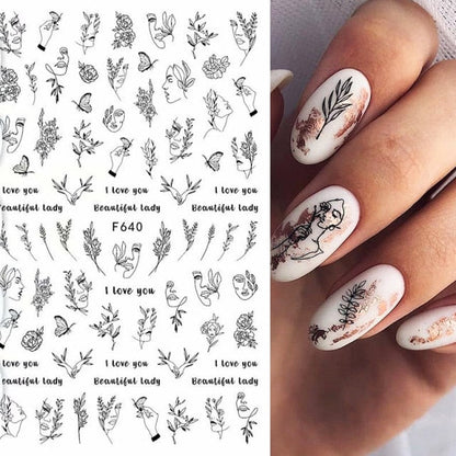 Black Scary Nail Art Sticker For Halloween