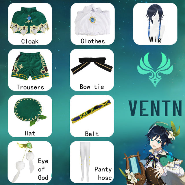 Genshin Impact Venti Cosplay Uniform Halloween Costumes