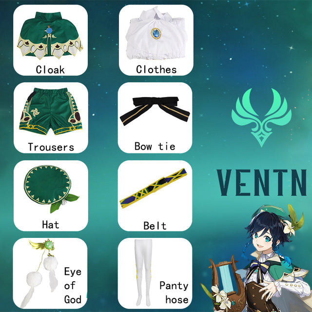 Genshin Impact Venti Cosplay Uniform Halloween Costumes