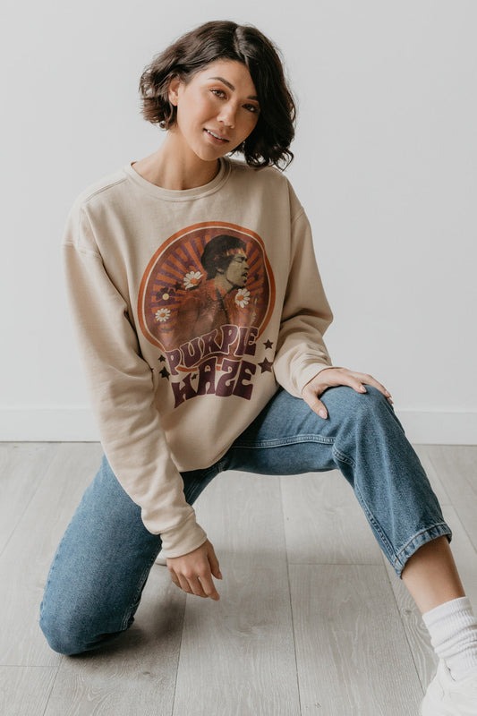 Jimi Hendrix Purple Haze Womens Sweatshirt Ivory