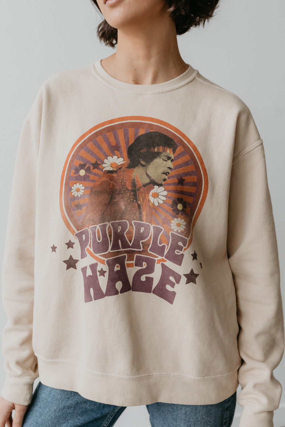 Jimi Hendrix Purple Haze Womens Sweatshirt Ivory