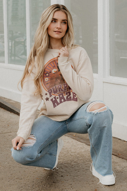 Jimi Hendrix Purple Haze Womens Sweatshirt Ivory