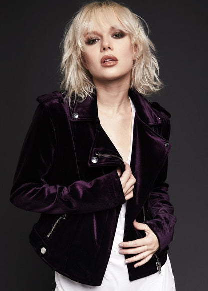 The Purple One Velvet Moto Jacket