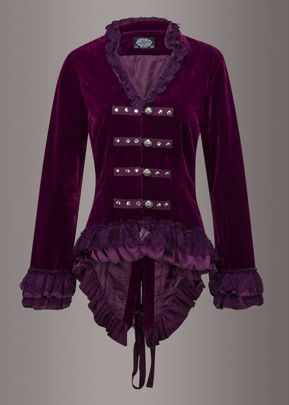 Witchy Woman Purple Velvet Steampunk Tail Jacket with Back Lacing