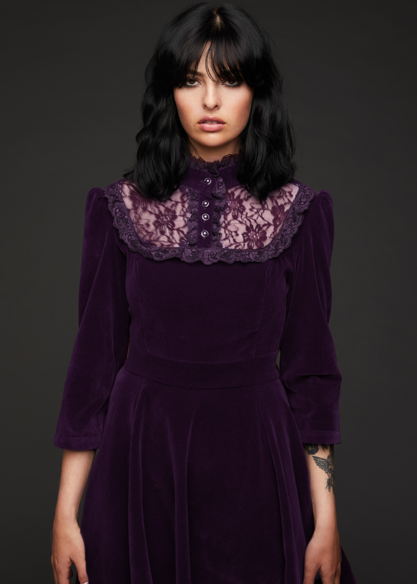 Still Loving You Purple Velvet Gothic Dress