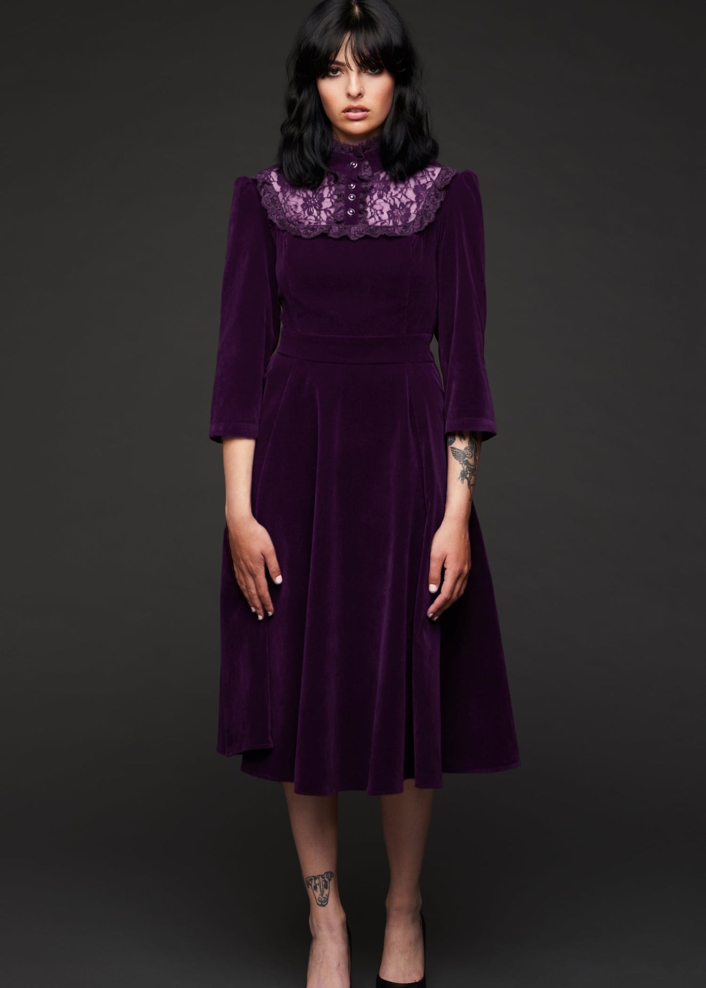 Still Loving You Purple Velvet Gothic Dress