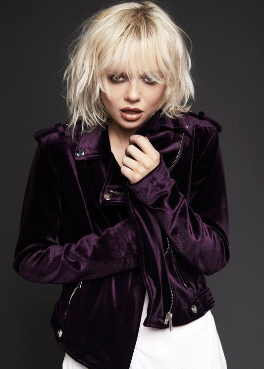 The Purple One Velvet Moto Jacket