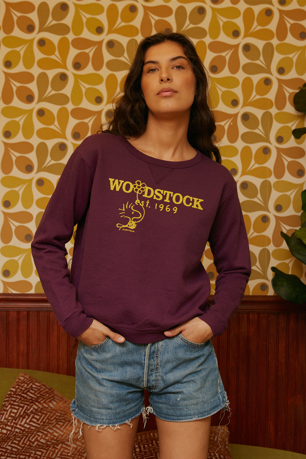 Peanuts Authentic Vintage Woodstock 1969 Womens Sweatshirt