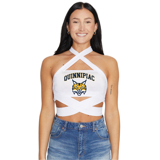 Quinnipiac White Multi Way Womens Bandeau Top Officially Licensed