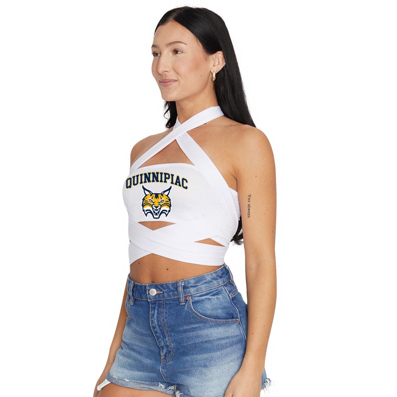 Quinnipiac White Multi Way Womens Bandeau Top Officially Licensed