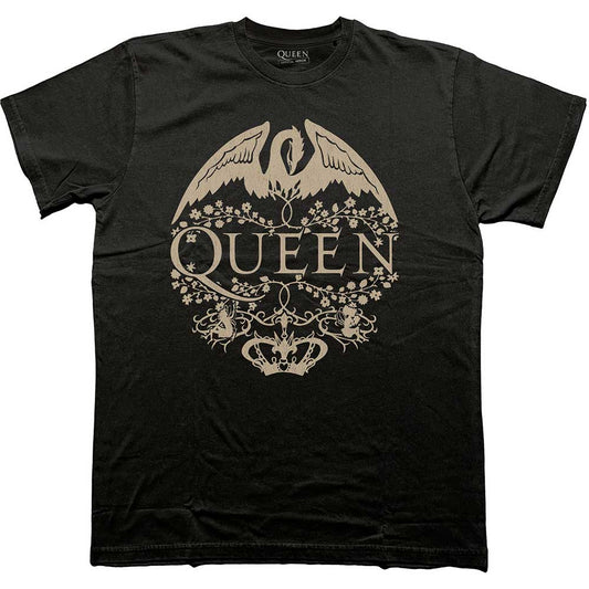 Queen Floral Crest Mono Mens T Shirt Black