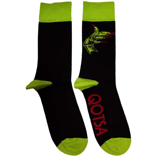 Queens Of The Stones Age Green Hands Socks Black Officially Licensed